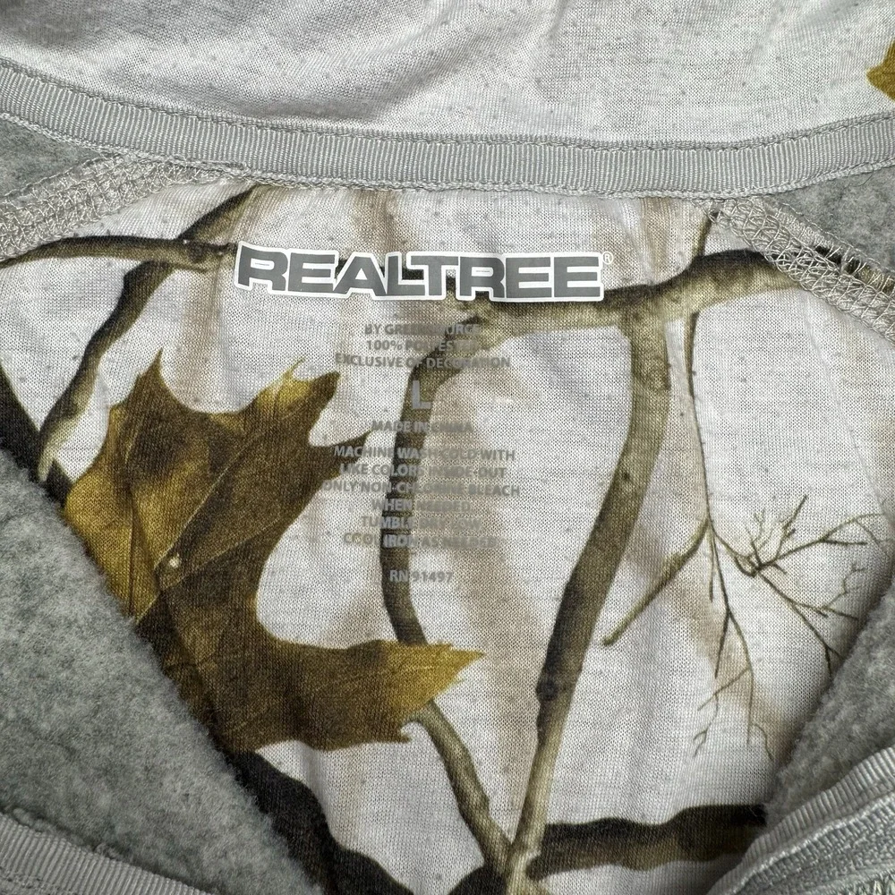 Realtree Fleece Sweater Mens Size Large‎ Gray Long Sleeves 1/4 Zip Pullover